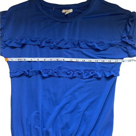 Maurices Blue Ruffle Short Sleeve Elastic Waistband Tee T-shirt spring summer - Picture 6 of 7